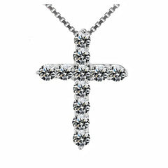 Crystal Cross Pendant Silver Chain Necklace - Fashionable Women's Jewelry Gift