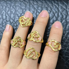 Solid Gold Customized Initial Ring