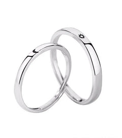 Minimalist Silver Sun Moon Adjustable Ring - Couple Engagement Jewelry