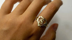 Solid Gold Customized Initial Ring