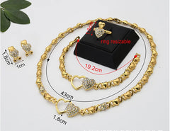 Gold  Wedding Engagement Jewelry Set