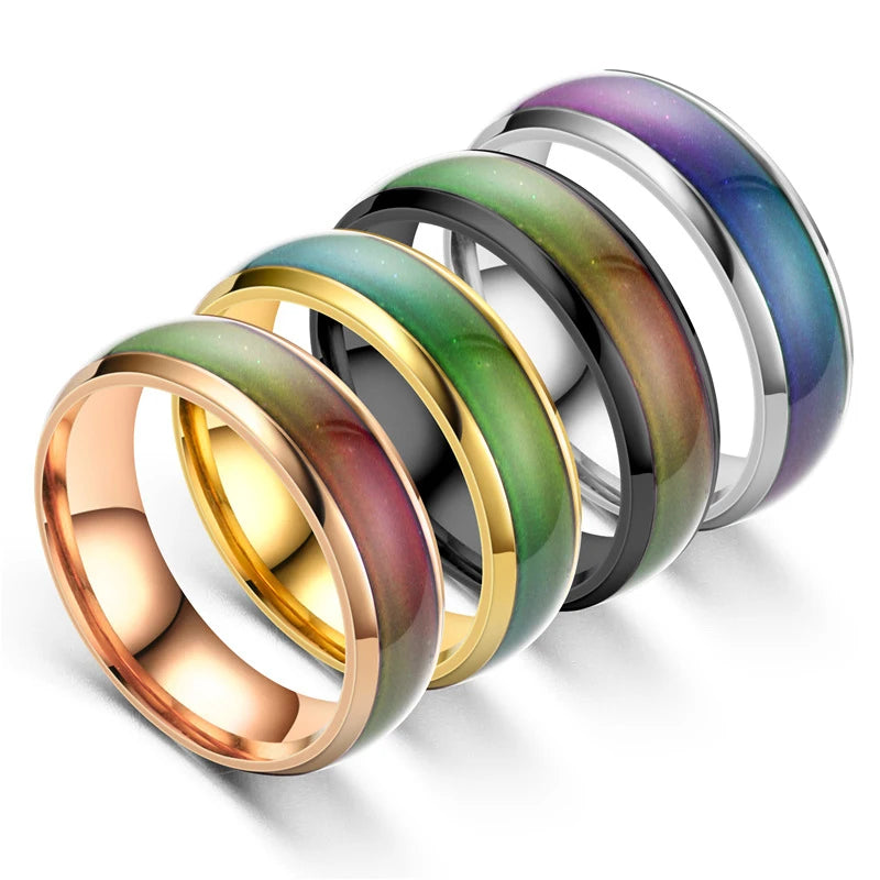 Stainless Steel Changing Color Mood Rings,