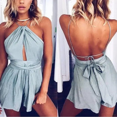 Backless Halter Neck Romper