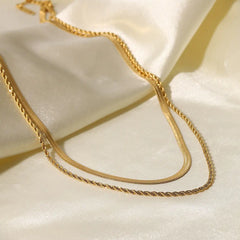 Uworld Simple Jewelry 18K Gold Plated Flat Snake Chain Layer Necklace