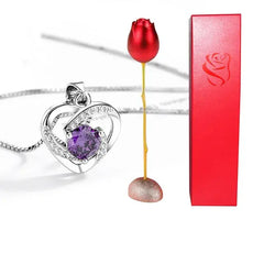 Fashion Rose Flower Jewelry Packaging Zirconia Necklace