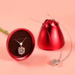 Fashion Rose Flower Jewelry Packaging Zirconia Necklace